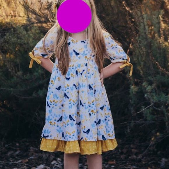 Floral + Bird Ruffle Dress, size 4-5 🍄 🐦⬛ 🌼 🌿 - Picture 1 of 3